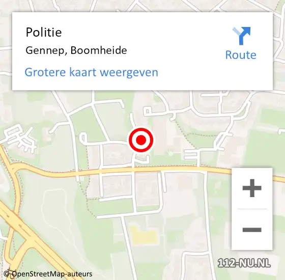 Locatie op kaart van de 112 melding: Politie Gennep, Boomheide op 21 maart 2023 09:25