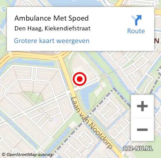 Locatie op kaart van de 112 melding: Ambulance Met Spoed Naar Den Haag, Kiekendiefstraat op 21 maart 2023 09:36