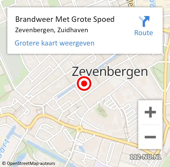 Locatie op kaart van de 112 melding: Brandweer Met Grote Spoed Naar Zevenbergen, Zuidhaven op 21 maart 2023 09:46