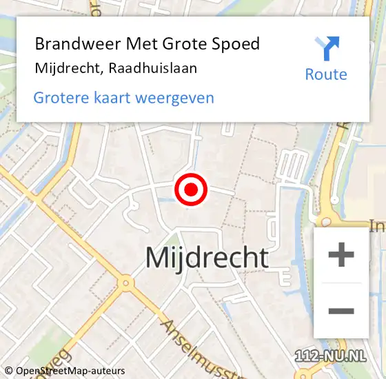 Locatie op kaart van de 112 melding: Brandweer Met Grote Spoed Naar Mijdrecht, Raadhuislaan op 21 maart 2023 10:17