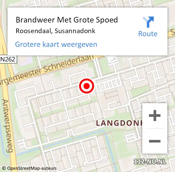 Locatie op kaart van de 112 melding: Brandweer Met Grote Spoed Naar Roosendaal, Susannadonk op 21 maart 2023 10:22