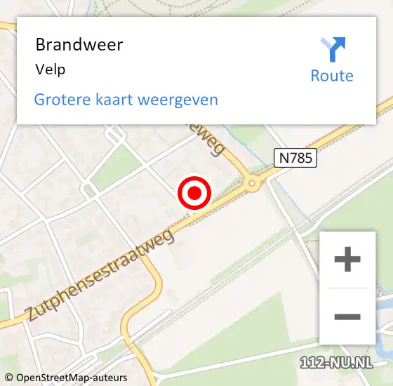 Locatie op kaart van de 112 melding: Brandweer Velp op 21 maart 2023 10:23