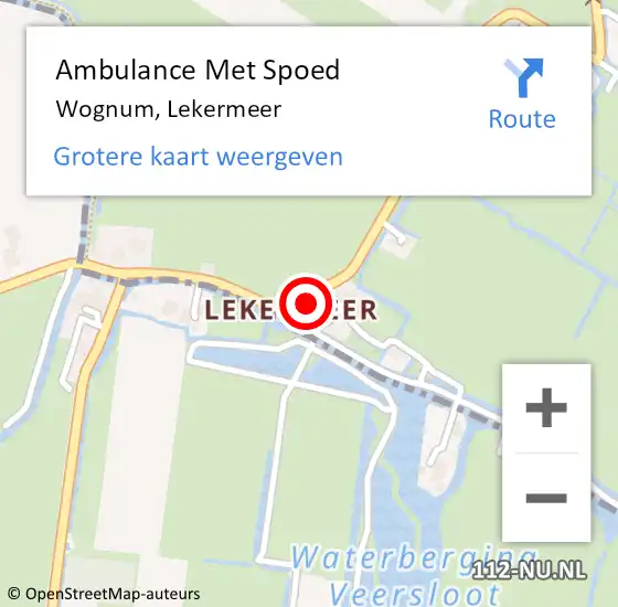 Locatie op kaart van de 112 melding: Ambulance Met Spoed Naar Wognum, Lekermeer op 21 maart 2023 11:17