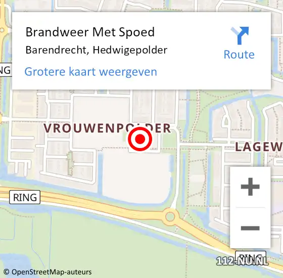 Locatie op kaart van de 112 melding: Brandweer Met Spoed Naar Barendrecht, Hedwigepolder op 21 maart 2023 11:18