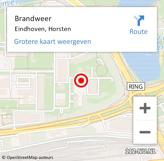 Locatie op kaart van de 112 melding: Brandweer Eindhoven, Horsten op 21 maart 2023 12:00