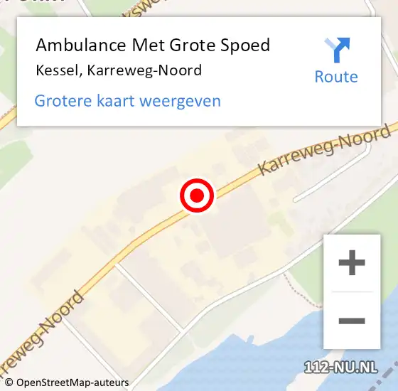 Locatie op kaart van de 112 melding: Ambulance Met Grote Spoed Naar Kessel, Karreweg-Noord op 21 maart 2023 12:29