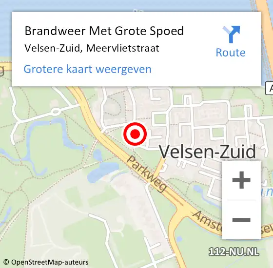 Locatie op kaart van de 112 melding: Brandweer Met Grote Spoed Naar Velsen-Zuid, Meervlietstraat op 21 maart 2023 12:30