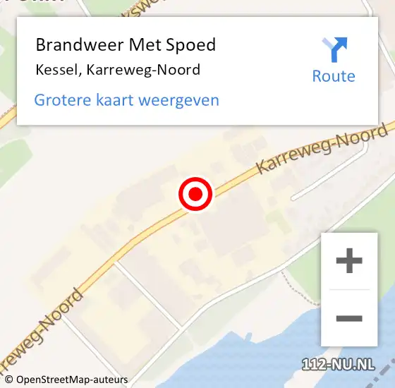 Locatie op kaart van de 112 melding: Brandweer Met Spoed Naar Kessel, Karreweg-Noord op 21 maart 2023 12:33