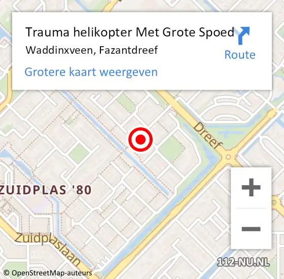 Locatie op kaart van de 112 melding: Trauma helikopter Met Grote Spoed Naar Waddinxveen, Fazantdreef op 21 maart 2023 12:35