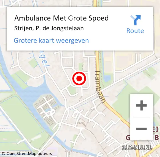 Locatie op kaart van de 112 melding: Ambulance Met Grote Spoed Naar Strijen, P. de Jongstelaan op 21 maart 2023 12:35