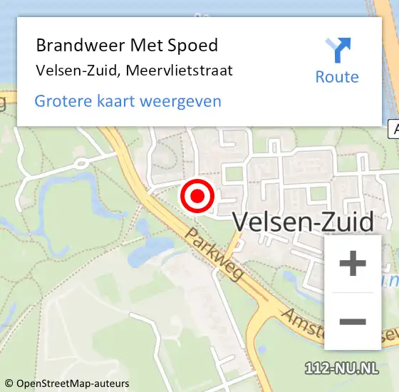 Locatie op kaart van de 112 melding: Brandweer Met Spoed Naar Velsen-Zuid, Meervlietstraat op 21 maart 2023 12:40