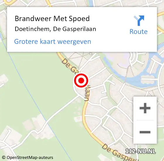 Locatie op kaart van de 112 melding: Brandweer Met Spoed Naar Doetinchem, De Gasperilaan op 21 maart 2023 12:41