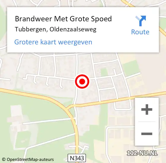 Locatie op kaart van de 112 melding: Brandweer Met Grote Spoed Naar Tubbergen, Oldenzaalseweg op 21 maart 2023 12:50