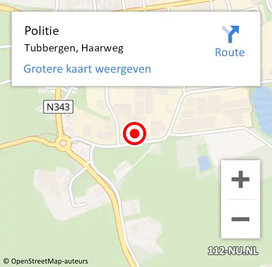 Locatie op kaart van de 112 melding: Politie Tubbergen, Haarweg op 21 maart 2023 12:53