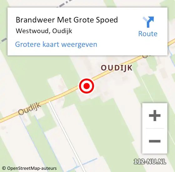 Locatie op kaart van de 112 melding: Brandweer Met Grote Spoed Naar Westwoud, Oudijk op 21 maart 2023 12:54