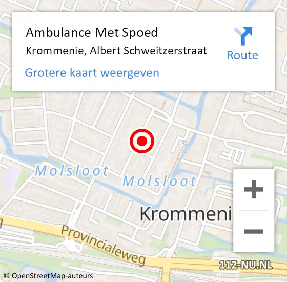 Locatie op kaart van de 112 melding: Ambulance Met Spoed Naar Krommenie, Albert Schweitzerstraat op 21 maart 2023 13:14