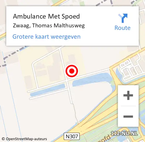 Locatie op kaart van de 112 melding: Ambulance Met Spoed Naar Zwaag, Thomas Malthusweg op 21 maart 2023 13:18