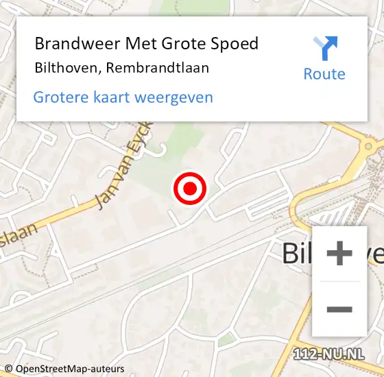 Locatie op kaart van de 112 melding: Brandweer Met Grote Spoed Naar Bilthoven, Rembrandtlaan op 21 maart 2023 13:26