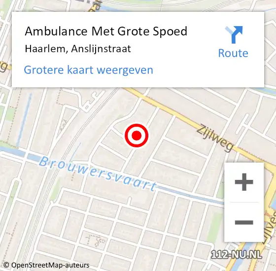 Locatie op kaart van de 112 melding: Ambulance Met Grote Spoed Naar Haarlem, Anslijnstraat op 21 maart 2023 13:31