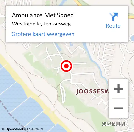 Locatie op kaart van de 112 melding: Ambulance Met Spoed Naar Westkapelle, Joossesweg op 19 augustus 2014 17:13