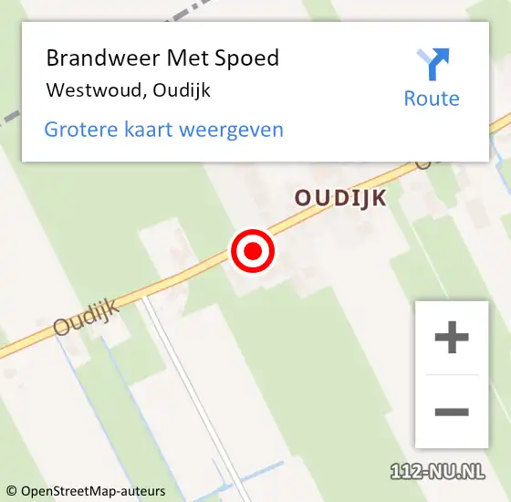 Locatie op kaart van de 112 melding: Brandweer Met Spoed Naar Westwoud, Oudijk op 21 maart 2023 13:34