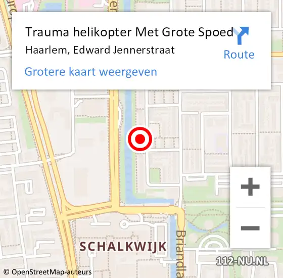 Locatie op kaart van de 112 melding: Trauma helikopter Met Grote Spoed Naar Haarlem, Edward Jennerstraat op 21 maart 2023 13:45