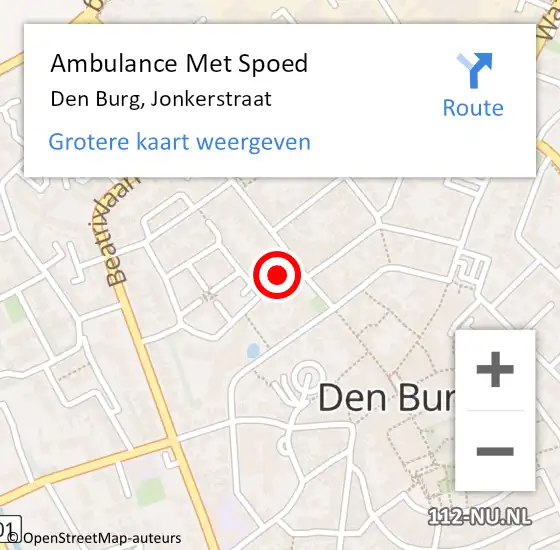 Locatie op kaart van de 112 melding: Ambulance Met Spoed Naar Den Burg, Jonkerstraat op 21 maart 2023 13:47