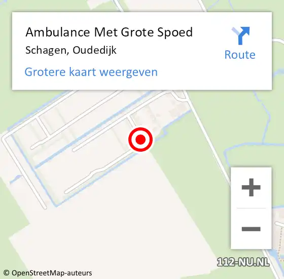 Locatie op kaart van de 112 melding: Ambulance Met Grote Spoed Naar Schagen, Oudedijk op 21 maart 2023 13:47