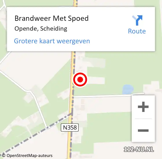 Locatie op kaart van de 112 melding: Brandweer Met Spoed Naar Opende, Scheiding op 21 maart 2023 13:50