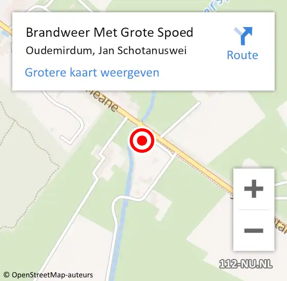 Locatie op kaart van de 112 melding: Brandweer Met Grote Spoed Naar Oudemirdum, Jan Schotanuswei op 19 augustus 2014 17:15