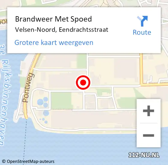 Locatie op kaart van de 112 melding: Brandweer Met Spoed Naar Velsen-Noord, Eendrachtsstraat op 21 maart 2023 14:09