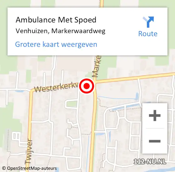 Locatie op kaart van de 112 melding: Ambulance Met Spoed Naar Venhuizen, Markerwaardweg op 21 maart 2023 14:20
