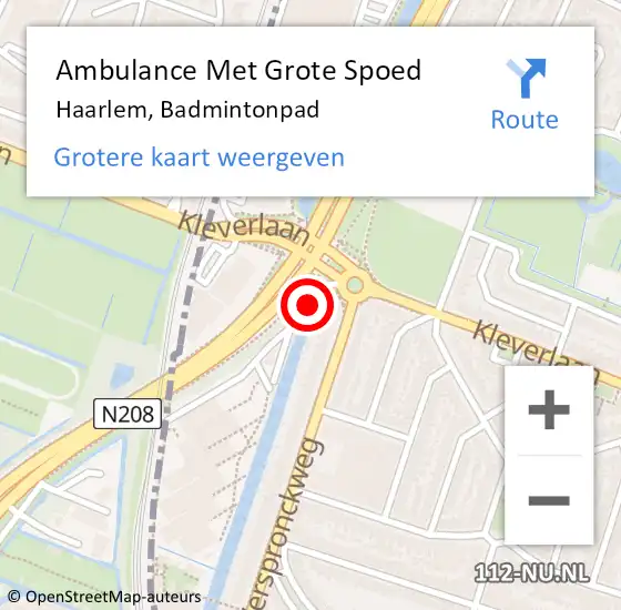 Locatie op kaart van de 112 melding: Ambulance Met Grote Spoed Naar Haarlem, Badmintonpad op 21 maart 2023 14:25