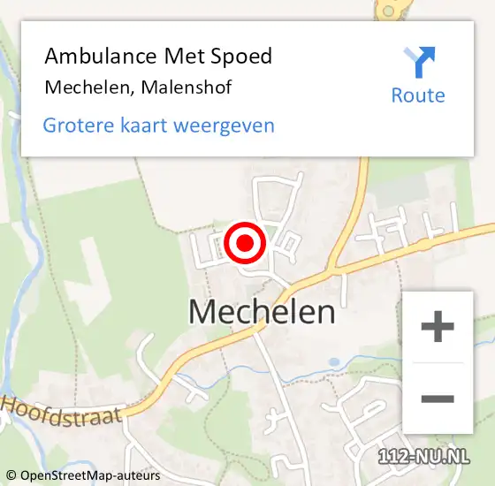 Locatie op kaart van de 112 melding: Ambulance Met Spoed Naar Mechelen, Malenshof op 19 augustus 2014 17:19