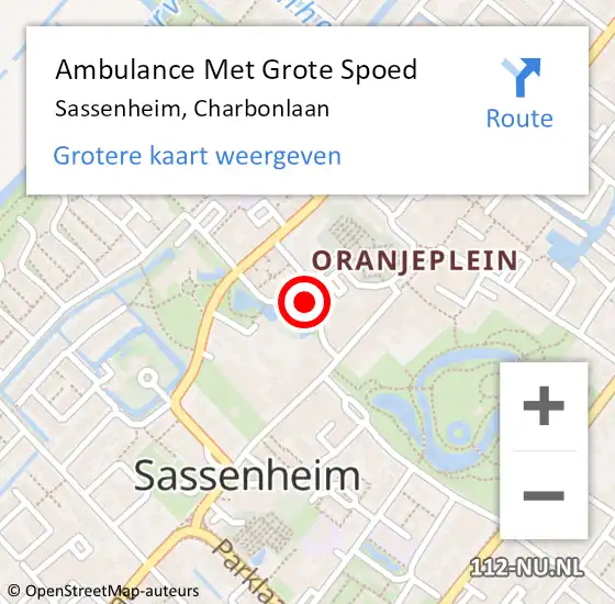 Locatie op kaart van de 112 melding: Ambulance Met Grote Spoed Naar Sassenheim, Charbonlaan op 21 maart 2023 14:46