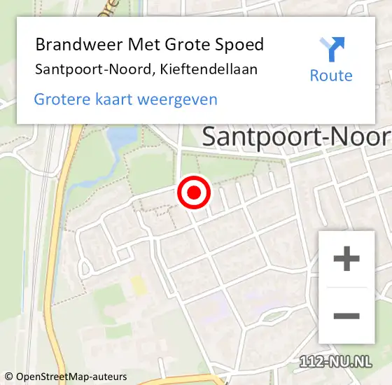 Locatie op kaart van de 112 melding: Brandweer Met Grote Spoed Naar Santpoort-Noord, Kieftendellaan op 21 maart 2023 15:26