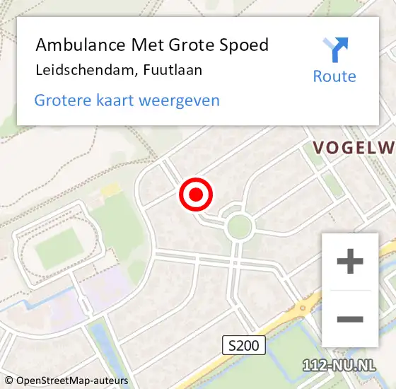 Locatie op kaart van de 112 melding: Ambulance Met Grote Spoed Naar Den Haag, Fuutlaan op 21 maart 2023 15:44