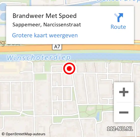 Locatie op kaart van de 112 melding: Brandweer Met Spoed Naar Sappemeer, Narcissenstraat op 21 maart 2023 16:13