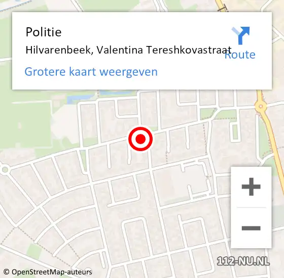 Locatie op kaart van de 112 melding: Politie Hilvarenbeek, Valentina Tereshkovastraat op 21 maart 2023 16:21