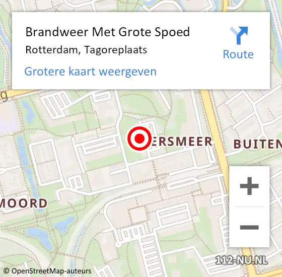 Locatie op kaart van de 112 melding: Brandweer Met Grote Spoed Naar Rotterdam, Tagoreplaats op 21 maart 2023 16:27