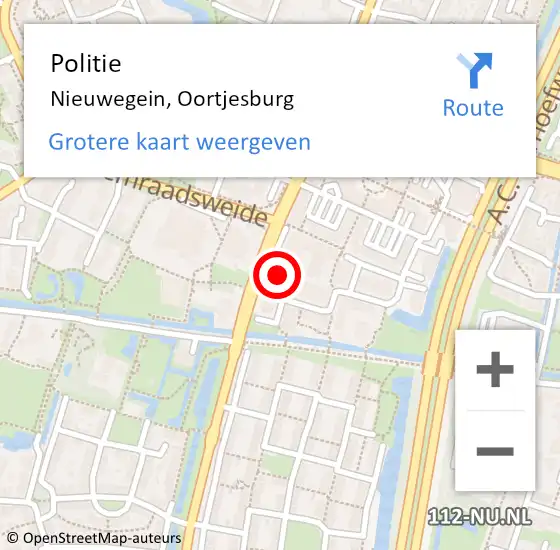 Locatie op kaart van de 112 melding: Politie Nieuwegein, Oortjesburg op 21 maart 2023 16:33