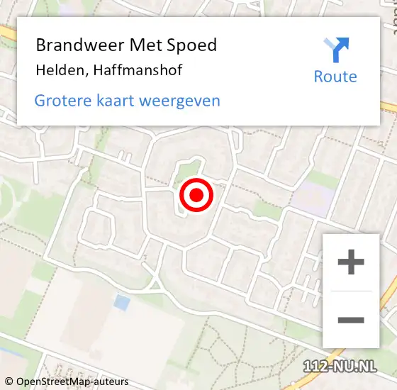 Locatie op kaart van de 112 melding: Brandweer Met Spoed Naar Helden, Haffmanshof op 21 maart 2023 16:44