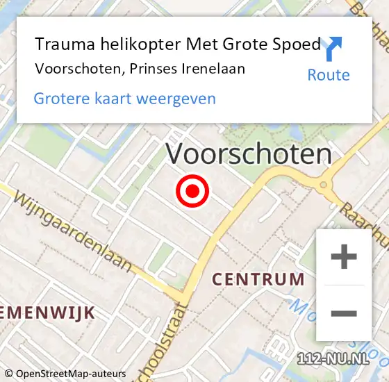 Locatie op kaart van de 112 melding: Trauma helikopter Met Grote Spoed Naar Voorschoten, Prinses Irenelaan op 21 maart 2023 17:24