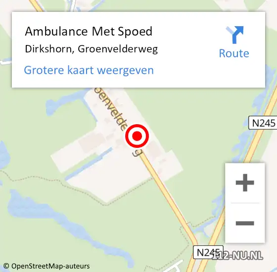 Locatie op kaart van de 112 melding: Ambulance Met Spoed Naar Dirkshorn, Groenvelderweg op 21 maart 2023 17:38