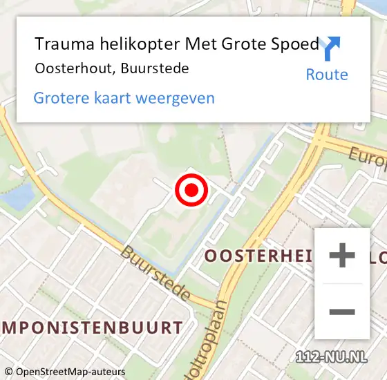 Locatie op kaart van de 112 melding: Trauma helikopter Met Grote Spoed Naar Oosterhout, Buurstede op 21 maart 2023 17:49