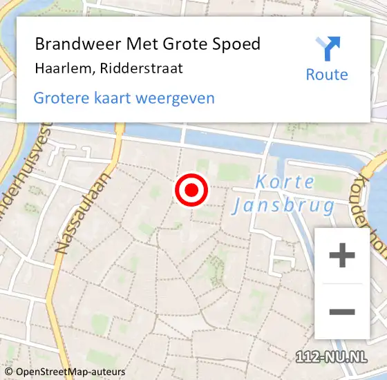 Locatie op kaart van de 112 melding: Brandweer Met Grote Spoed Naar Haarlem, Ridderstraat op 21 maart 2023 18:01
