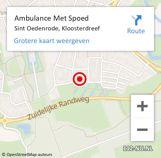 Locatie op kaart van de 112 melding: Ambulance Met Spoed Naar Sint Oedenrode, Kloosterdreef op 19 augustus 2014 17:47