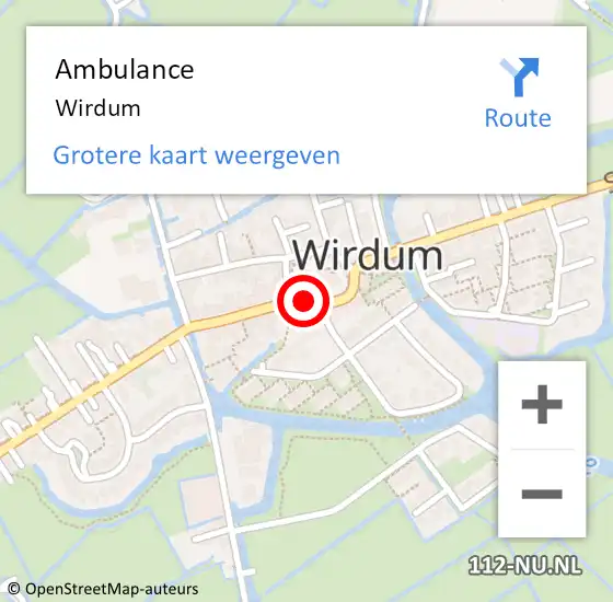 Locatie op kaart van de 112 melding: Ambulance Wirdum op 21 maart 2023 18:47