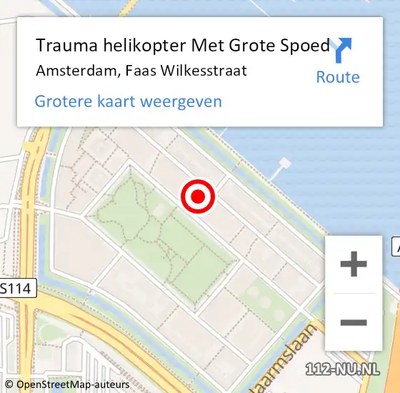 Locatie op kaart van de 112 melding: Trauma helikopter Met Grote Spoed Naar Amsterdam, Faas Wilkesstraat op 21 maart 2023 19:51