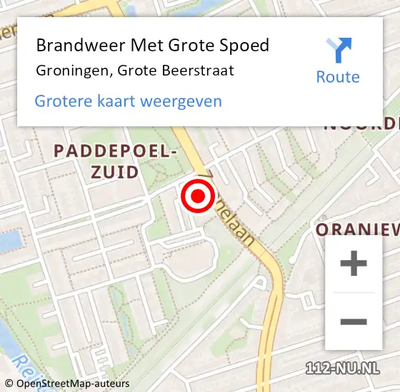 Locatie op kaart van de 112 melding: Brandweer Met Grote Spoed Naar Groningen, Grote Beerstraat op 21 maart 2023 21:14